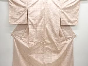 リサイクル　未使用品　小格子織出し米沢紬着物道行コートアンサンブル